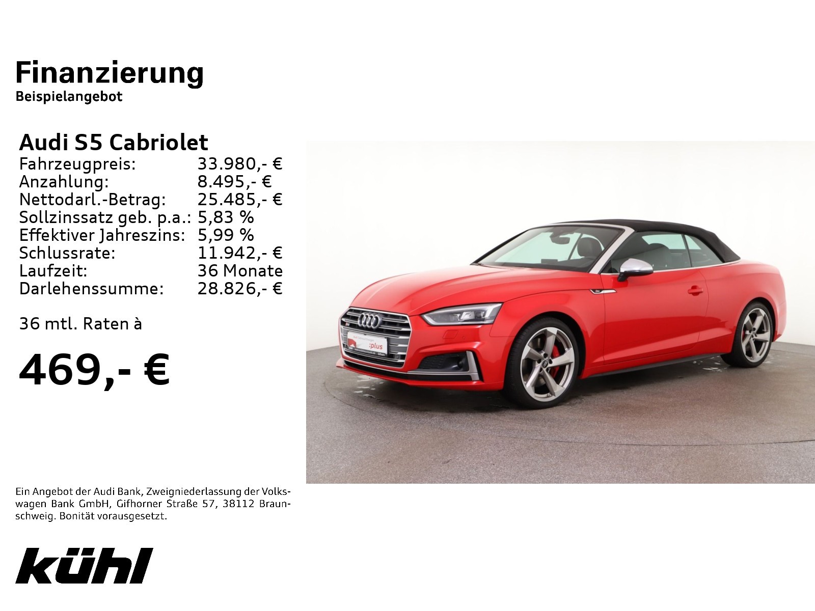 S5 Cabriolet TFSI Q Tip Matrix ACC HuD Navi AHK Windschott 19"